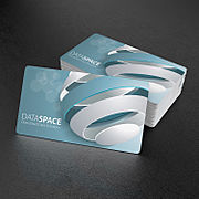 Stack of printed business cards with round corners