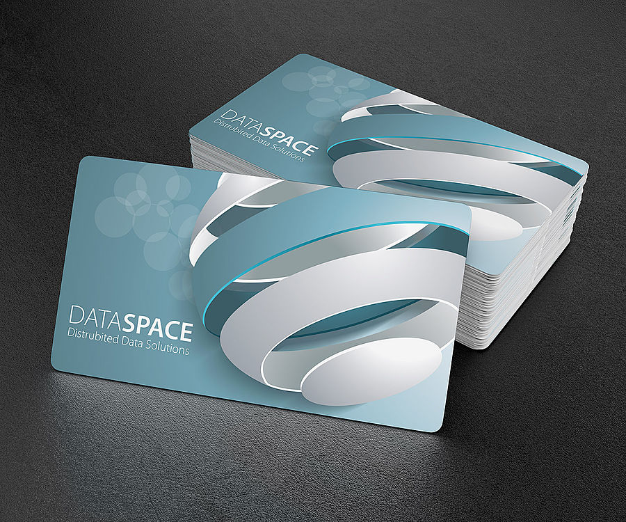 Stack of printed business cards with round corners